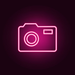 Poster - camera neon icon. Elements of web set. Simple icon for websites, web design, mobile app, info graphics