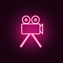 Poster - cinema camera neon icon. Elements of web set. Simple icon for websites, web design, mobile app, info graphics