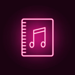 Poster - note-book neon icon. Elements of web set. Simple icon for websites, web design, mobile app, info graphics