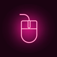 Poster - wired mouse neon icon. Elements of web set. Simple icon for websites, web design, mobile app, info graphics
