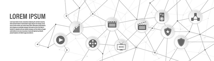Poster - block chain icon. From Web set