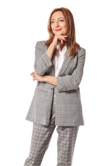 Portrait of mature businesswoman on white background