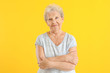 © Pixel-Shot - Portrait of senior woman on color background