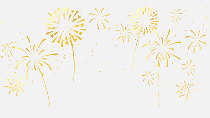Wall Mural - Celebration background template with fireworks gold ribbons. luxury greeting rich card.