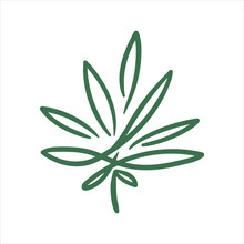 Vector Hand Drawn Cannabis Leaf Illustration On White Background