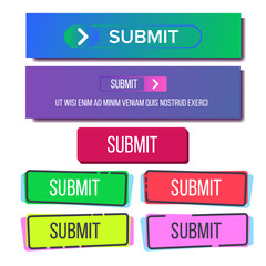 Poster - Collection Of Bright Button Submit Set Vector. Different Bright Design Trendy Detail For Web Interface Or Gradient Mobile App Submit. Stylish Modern Site Element Template Flat Illustration