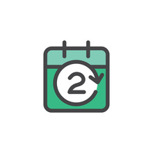 Delivery Or Scheduling Icon With The Number 2 On It - Shows 2 Times Per Month