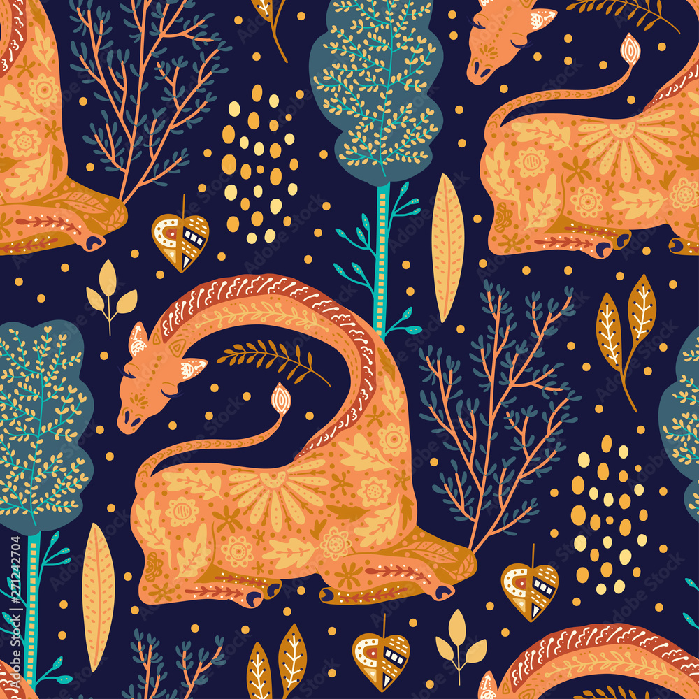 Papel de parede Cartoon giraffe vector illustration.