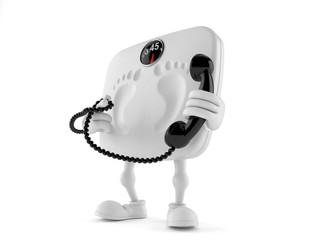 Poster - Weight scale character holding a telephone handset