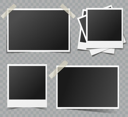 Collection of vector blank photo frames with transparent shadow effects