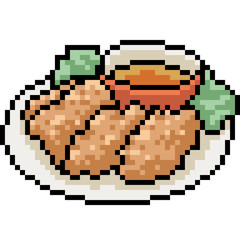 Canvas Print - vector pixel art fried meat