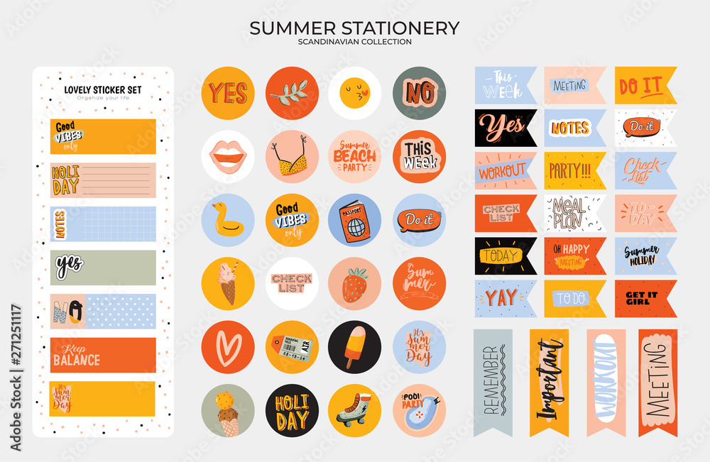 Set of weekly planners and to do lists with cute summer illustrations ...