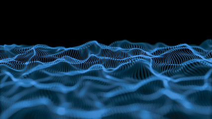 Aufkleber - blue particle wave bokeh background and texture