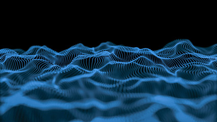 Aufkleber - blue particle wave bokeh background and texture