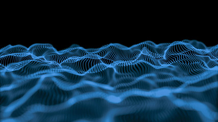 Aufkleber - blue particle wave bokeh background and texture