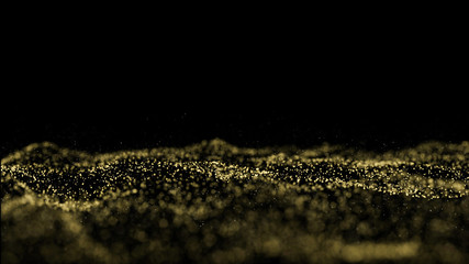 Aufkleber - golden particle bokeh, illustration particle wave background