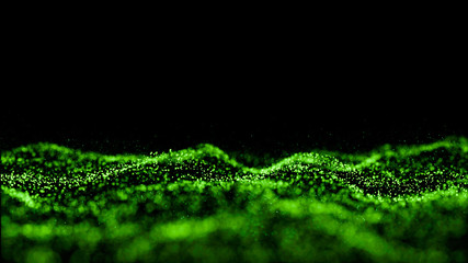 Aufkleber - green particle wave bokeh background and texture