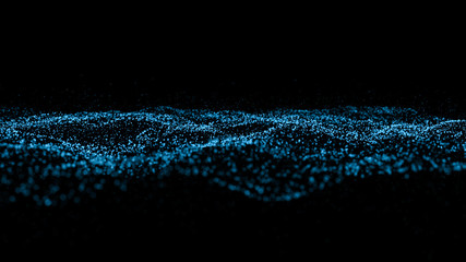 Aufkleber - blue particle wave bokeh background and texture