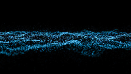 Aufkleber - blue particle wave bokeh background and texture