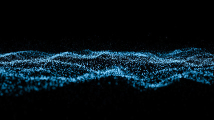 Aufkleber - blue particle wave bokeh background and texture