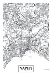 Canvas Print - City map Naples, travel vector poster design
