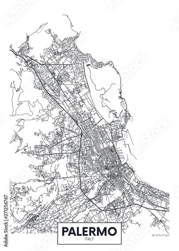 Photographie City map Palermo, travel vector poster design