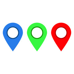 Set of colored map pins. Location map icon.