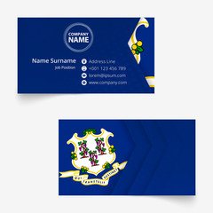 Wall Mural - Connecticut Flag Business Card, standard size (90x50 mm) business card template.