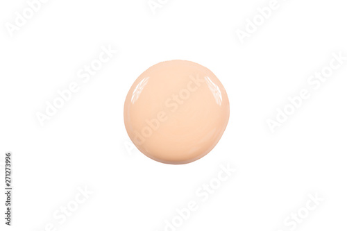 Fotografía Round blot of liquid foundation smudges isolated on white background