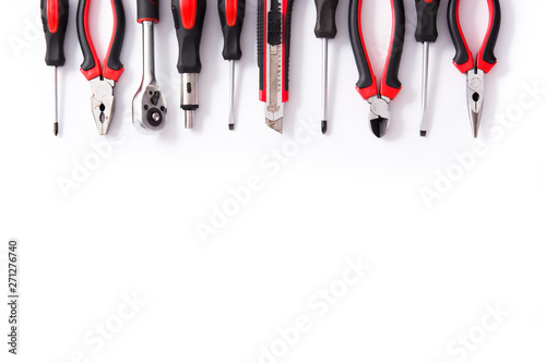 Fotomural Building tools repair set pattern isolated on white background