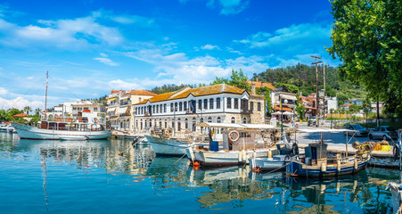 Wall Mural - old harbour on limenas, capital and main port of thassos island, greece
