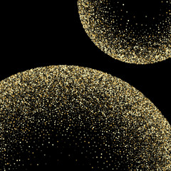Wall Mural - gold sparkles glitter dust metallic confetti on black vector background.