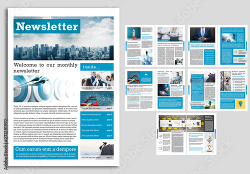 Business Newsletter Layout With Blue Accents Buy This Stock Template And Explore Similar Templates At Adobe Stock Adobe Stock