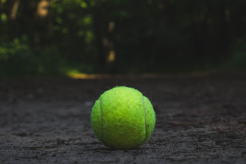 green tennis ball lying on the ground