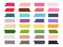 Mini Washi Tape Strips Colorful Vector Collection. Illustration Of Scrapbook Tape Sticker, Label Strip Embellishment Paper