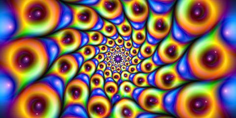 Wall Mural - Fractal mandala, colorful fantasy flower. Vector abstract artwork.