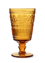 Vintage Amber Pressed Glass Goblet