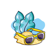 Sticker - summer sunglasses with leafs nature