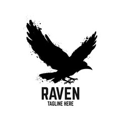 Canvas Print - Modern black raven logo. Vector illustration.