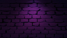 Purple Bricks Wall With Spotlight Background.