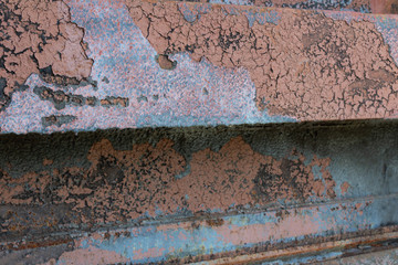 Wall Mural - Industrial patinas background with rusted metal, peeling paint, aqua blue and rust tones, horizontal aspect