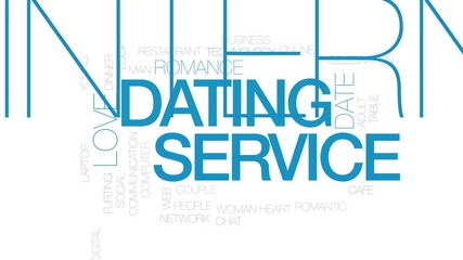 Canvas Print - Dating service animated word cloud. Kinetic typography.