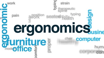 Wall Mural - Ergonomics animated word cloud. Kinetic typography.