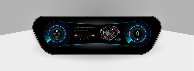 Poster - Futuristic user interface. HUD UI. Abstract virtual graphic touch user interface. Car service in the style of HUD. Virtual graphical interface Ui HUD Autoscann.