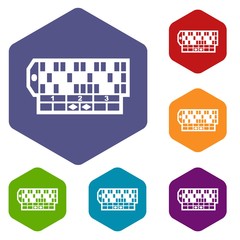 Poster - Roulette table icons vector colorful hexahedron set collection isolated on white