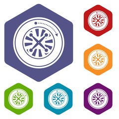 Poster - Roulette icons vector colorful hexahedron set collection isolated on white
