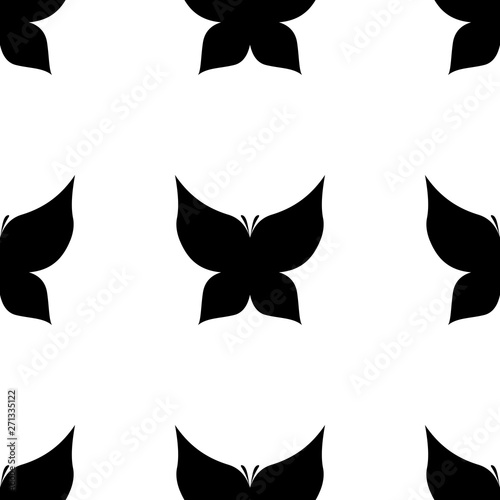 Butterfly in black and white style. Seamless vector pattern for fabric and wa...