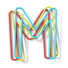Poster - Three basic color wire font Letter M 3D