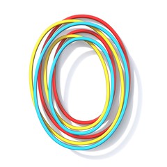Poster - Three basic color wire font Letter O 3D