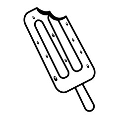 Sticker - bite popsicle ice cream on white background